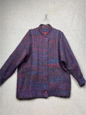 Vintage Avoca Womens Collection Wicklow Ireland Tweed Wool Oversized Coat L